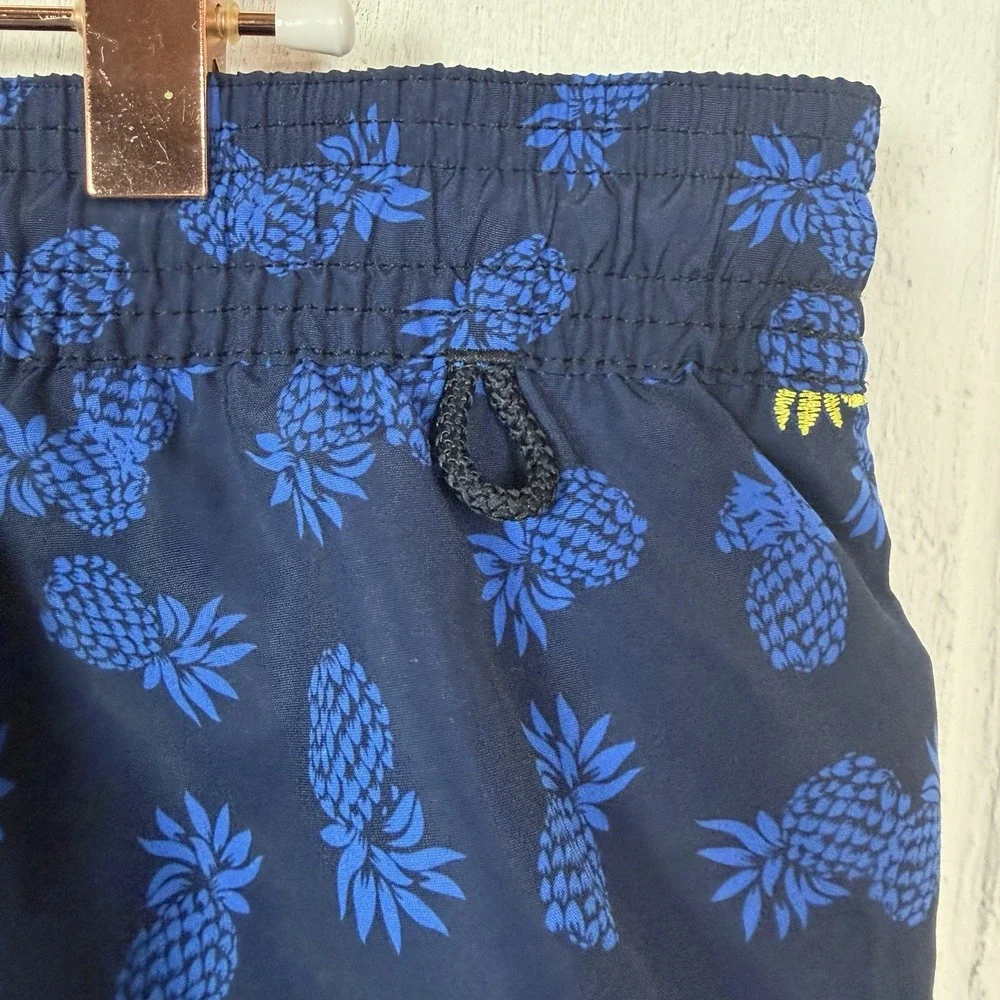 Tommy Hilfiger Men's Swim Trunks Blue Yellow Pineapples Tropical Resort Beach XL